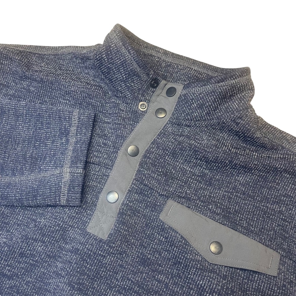 Johnnie-O Men's Pullover 1/4 Button Up Mock Neck Casual Heather Blue Size